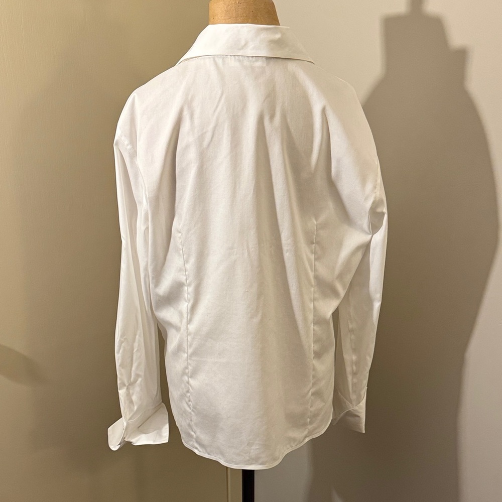 Calvin Klein White Button-Down Shirt with Leopard Trim - Picture 5 of 8